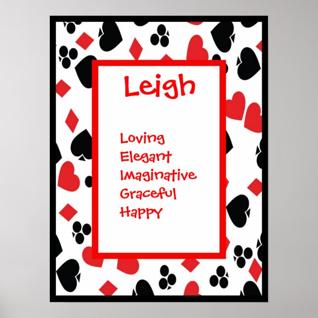 Gambling Card Suits Any Name Art Print Poster (Front)