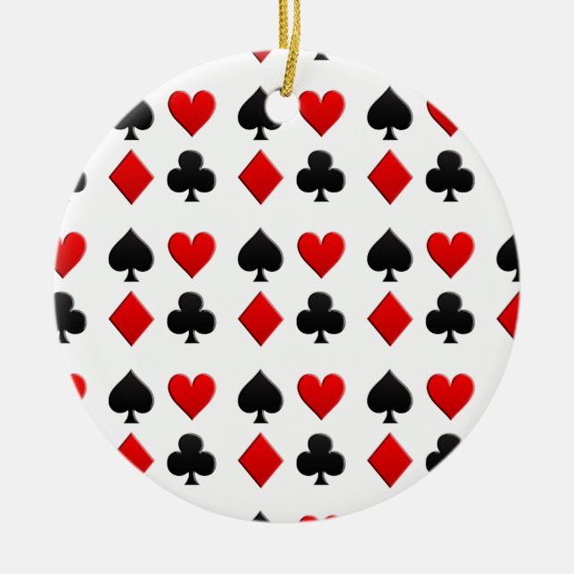Gambling Cards Suits Ceramic Tree Decoration (Front)