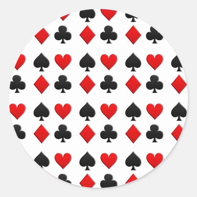 Gambling Cards Suits Classic Round Sticker (Front)
