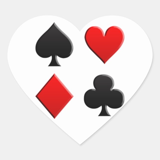 Gambling Cards Suits Heart Sticker (Front)