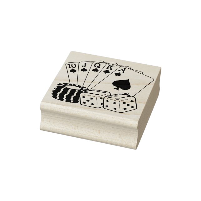 Gambling Casino Cards Dice Poker Chips Art Rubber Stamp (Stamp)