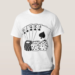 Gambling Casino Cards Dice Poker Chips Art T-Shirt