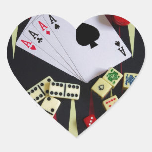 Gambling casino gaming pieces heart sticker