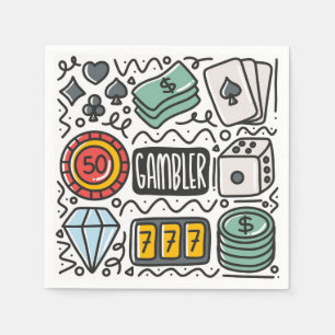 Gambling Casino Poker Dice Cards Napkin
