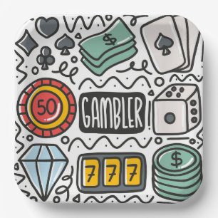 Gambling Casino Poker Paper Plate