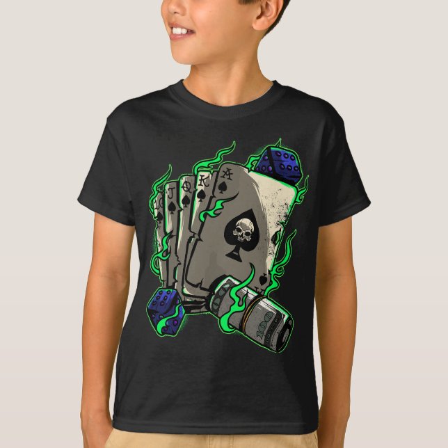 Gambling Dice Poker Blackjack Card Game Casino Gam T-Shirt (Front)