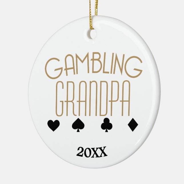 Gambling Grandpa Ceramic Tree Decoration (Left)