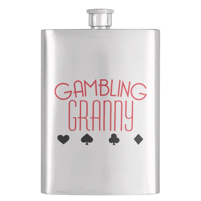 Gambling Granny Hip Flask (Front)