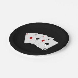 Gambling party paper plate playing cards