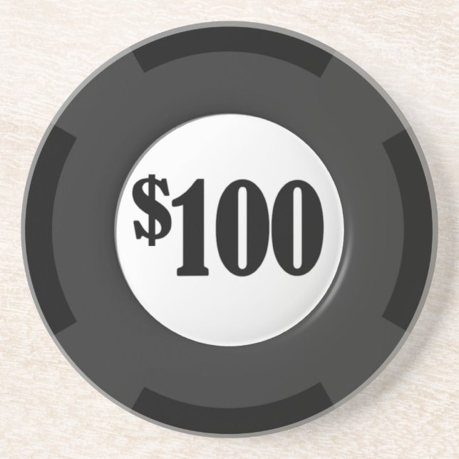 Gambling Poker Chip Sandstone Beverage Coaster (Front)