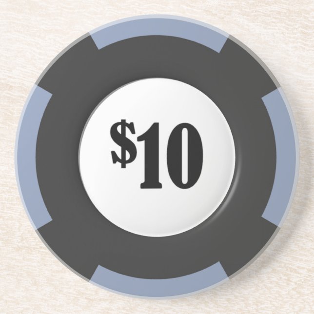 Gambling Poker Chip Sandstone Beverage Coaster (Front)