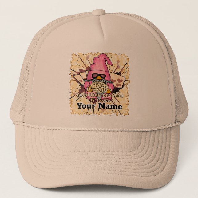 Gambling problem gnome trucker hat (Front)