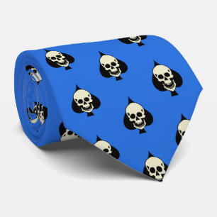 Gambling Skull Laughing Cranial Blue Tie