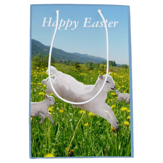 Gambolling Lambs Easter Medium Gift Bag (Front)