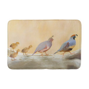 Gambrel's Quail Painting Original Bird Art Bath Mat