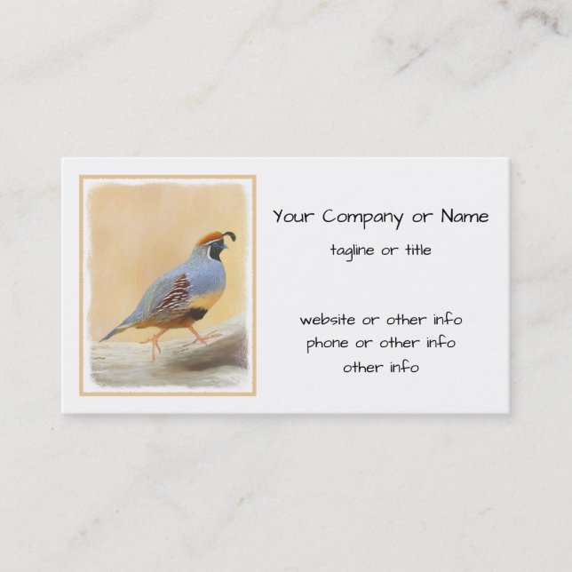Gambrel's Quail Painting Original Bird Art Business Card (Front)