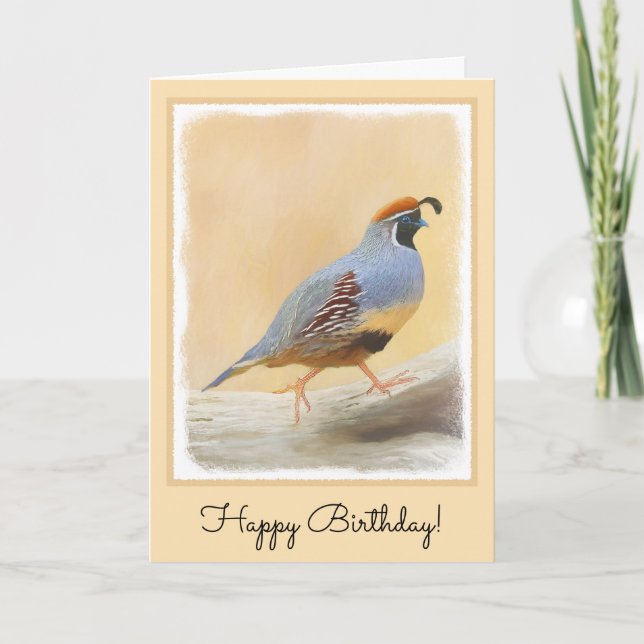 Gambrel's Quail Painting Original Bird Art Card (Front)