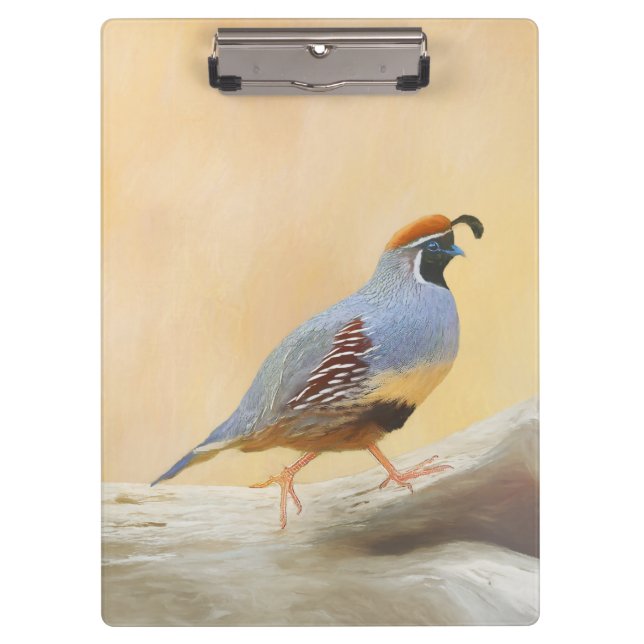 Gambrel's Quail Painting Original Bird Art Clipboard (Front)
