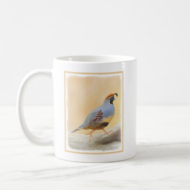 Gambrel's Quail Painting Original Bird Art Coffee Mug (Left)