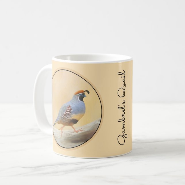 Gambrel's Quail Painting Original Bird Art Coffee Mug (Front Left)