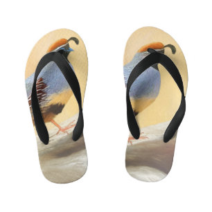 Gambrel's Quail Painting Original Bird Art Kid's Flip Flops