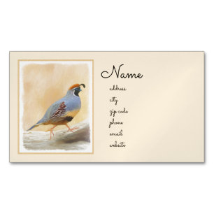 Gambrel's Quail Painting Original Bird Art Magnetic Business Card