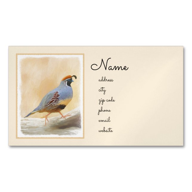 Gambrel's Quail Painting Original Bird Art Magnetic Business Card (Front)
