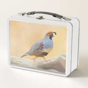 Gambrel's Quail Painting Original Bird Art Metal Lunch Box