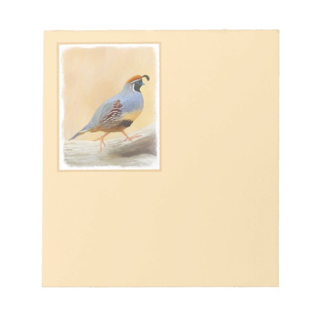 Gambrel's Quail Painting Original Bird Art Notepad (Front)