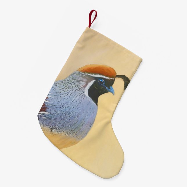 Gambrel's Quail Painting Original Bird Art Small Christmas Stocking (Front (Hanging))