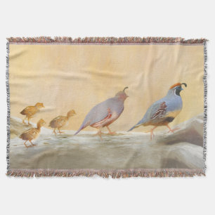 Gambrel's Quail Painting Original Bird Art Throw Blanket