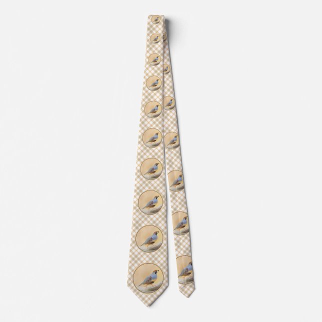 Gambrel's Quail Painting Original Bird Art Tie (Front)