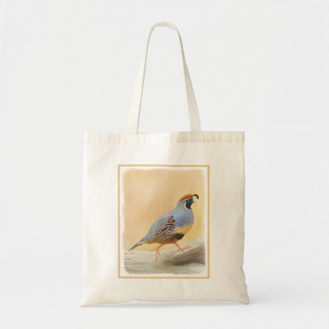 Gambrel's Quail Painting Original Bird Art Tote Bag (Front)