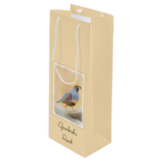 Gambrel's Quail Painting Original Bird Art Wine Gift Bag