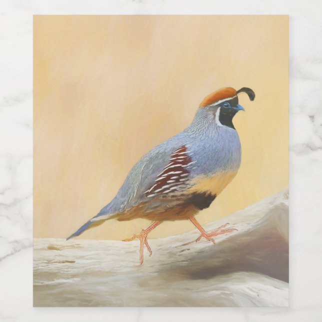 Gambrel's Quail Painting Original Bird Art Wine Label (Single Label)