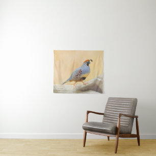 Gambrel's Quail Painting  - Original Wild Bird Art Tapestry