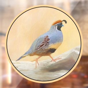 Gambrel's Quail Painting - Original Wild Bird Art Window Cling