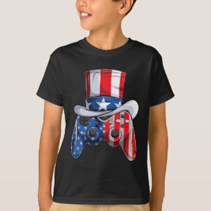 Game 4th Of July Controller American Flag Kids Boy T-Shirt
