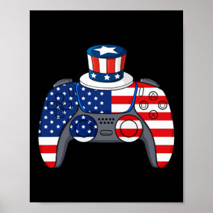 Game 4th Of July Gaming Funny Boys Kids Teens Game Poster