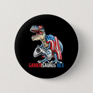 Game 4th Of July T Rex Dinosaur Amerisaurus Rex Bo 6 Cm Round Badge