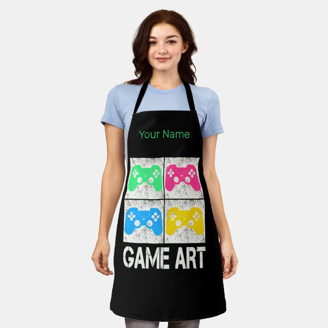 Game Art Vintage Gamepad Retro Controller Gamers Apron (Worn)