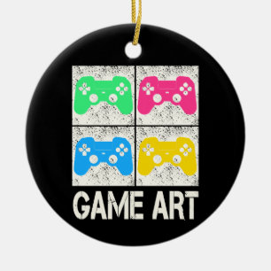 Game Art Vintage Gamepad Retro Controller Gamers Ceramic Tree Decoration