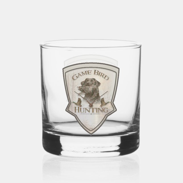 Game Bird Hunting  Whiskey Glass (Front)
