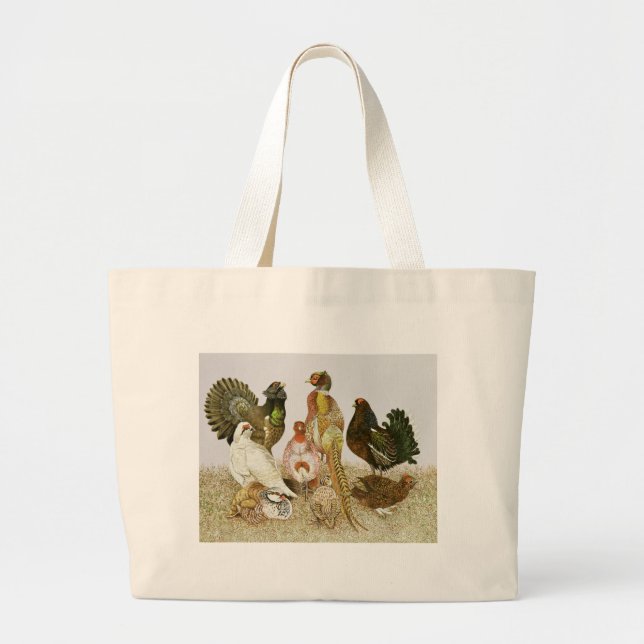Game Birds Large Tote Bag (Front)