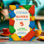 Game Building Blocks Birthday Party Invitation<br><div class="desc">Get ready for a day of fun and imagination with this colourful building block-themed birthday template! Perfect for any little builder, this playful design features vibrant bricks in primary colours and bold typography. Fully editable — you can customise the name, date, time, and party location in just minutes! Ideal for...</div>