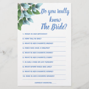 Game Card Do you really know The Bride 