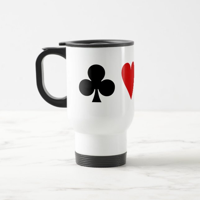 Game cards Playing cards Diamond Club Heart Spade Travel Mug (Left)