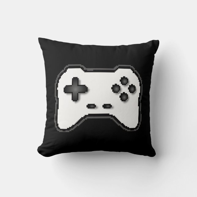 Game Controller Black White 8bit Video Game Style Cushion (Front)