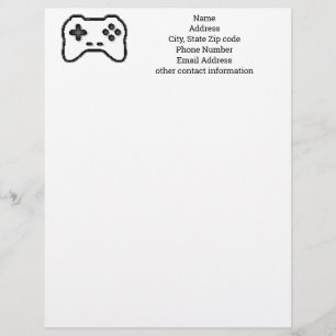 Game Controller Black White 8bit Video Game Style  Custom Letterhead