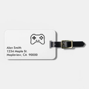 Game Controller Black White 8bit Video Game Style Luggage Tag